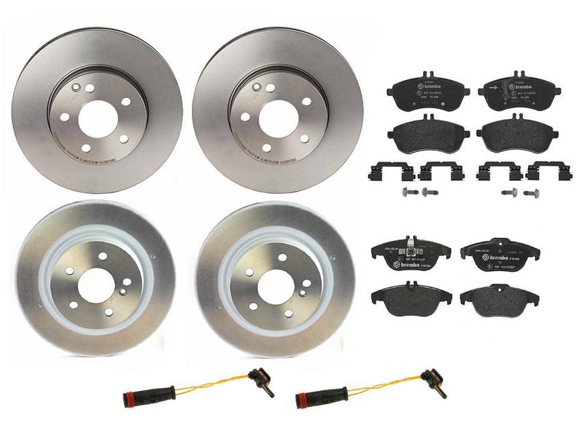 Mercedes Brakes Kit - Pads & Rotors Front and Rear (295mm/300mm) (Low-Met) 2124211312 - Brembo 1631020KIT